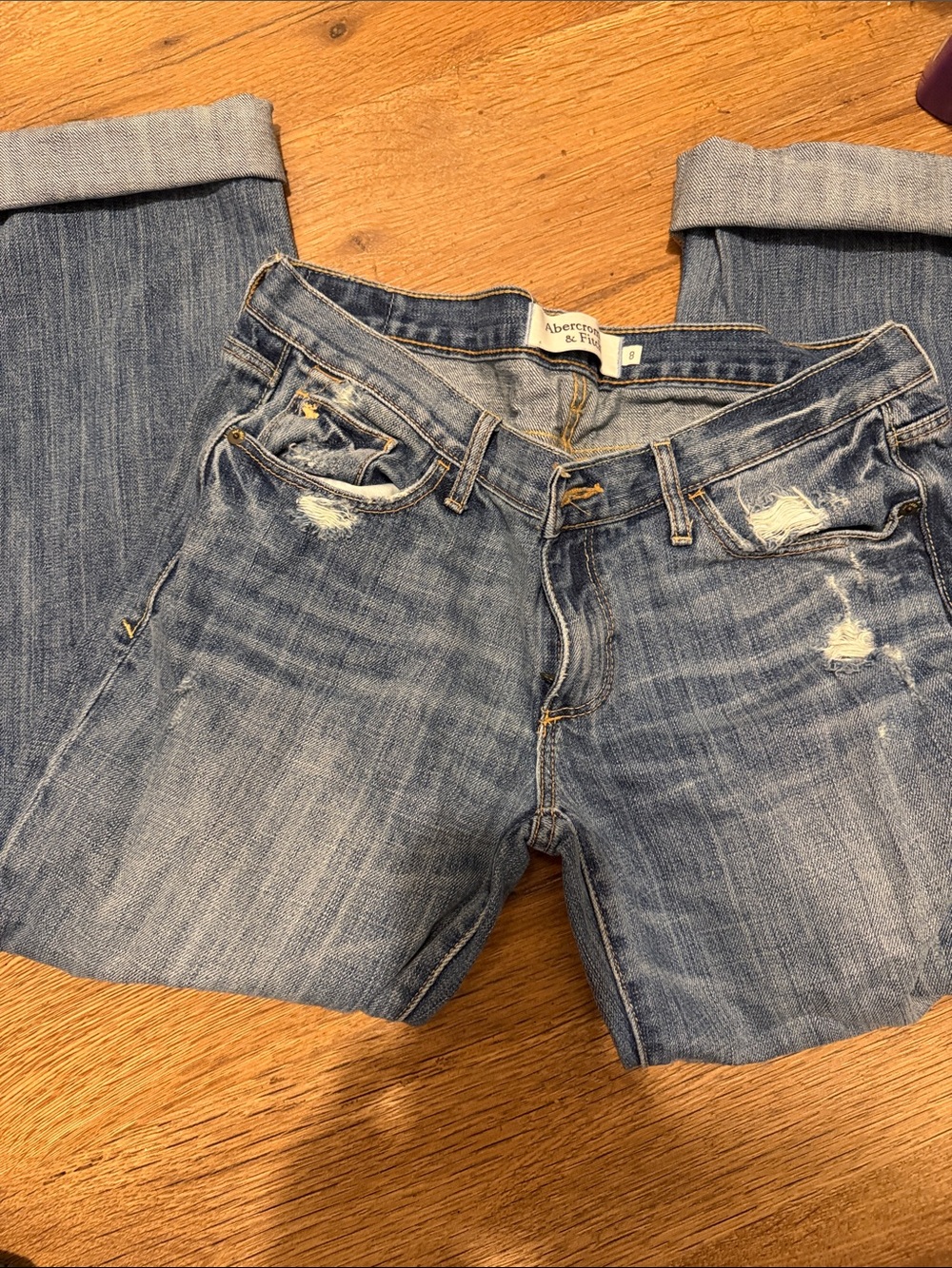Abercrombie & Fitch Light Blue Distressed Ankle Jeans - Picture 4 of 7